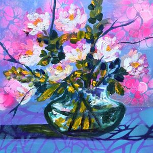 "Flores del Silencio" Acrílico sobre madera  10x10